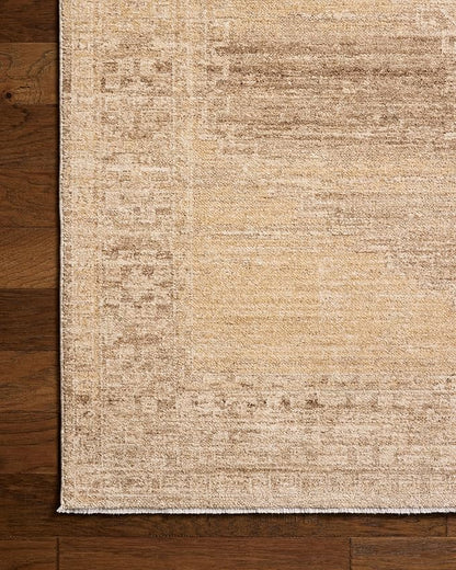 Loloi Chris Loves Julia Palma Collection PLM-07 Wheat/Taupe 2'-7" x 10'-0" Fringe Runner Rug Vintage Style Boho Living Room Bedroom Carpet