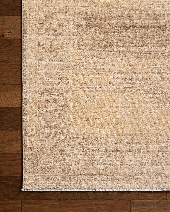 Loloi Chris Loves Julia Palma Collection PLM-07 Wheat/Taupe 7'-10" x 10' Fringe Area Rug Vintage Style Boho Living Room Bedroom Carpet
