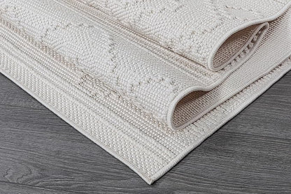 Beverly Rug Micro Loop Large Area Rug White 10x14 Modern Luxury Boho Geometric Durable Indoor Area Rugs for Living Dining Room Office Stain Resistant Non Shedding Casual Indoor Carpet White 10 x 14