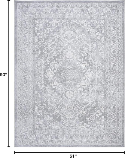 SAFAVIEH Reflection Collection Area Rug - 5'1" x 7'6", Light Grey & Cream, Non-Shedding & Easy Cleaning, Ideal for Living Room, Bedroom (RFT668G)