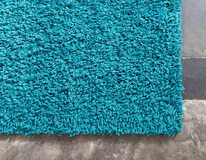 Unique Loom Solid Shag Collection Area Rug (3' 3" x 5' 3" Rectangle, Deep Aqua Blue)