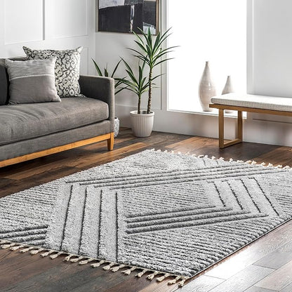 nuLOOM Risette Light Grey, 10' x 14', Geometric, Soft and Textured, High Traffic, Stain Resistant, Easy Clean, Durable Area Rug for Bedroom, Living Room, Dining Space, Den, Foyer, Entryway