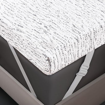 Subrtex Mattress Topper Cover Queen Size 4 Inch (Only Cover) Mattress Topper Protector Bedding Removable Encasement with Zipper Closure