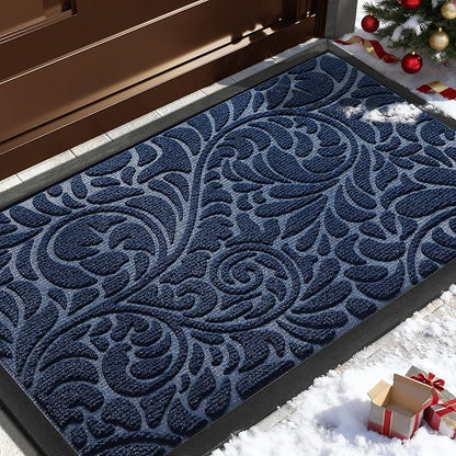Yimobra Large Door Mat Outside Entrance 36x24, Waterproof Sturdy Outdoor Mats for Front Door, Heavy Duty Non-Slip Doormat for Garage Patio Entryway Indoor, Easy Clean, Blue