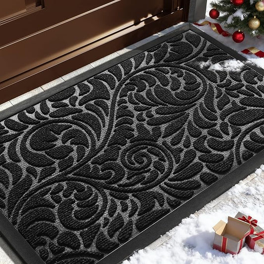 Yimobra Large Door Mat Outside Entrance 36x24, Waterproof Sturdy Outdoor Mats for Front Door, Heavy Duty Non-Slip Doormat for Garage Patio Entryway Indoor, Easy Clean, Black