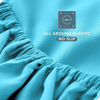 Bare Home King Sheet Set - Luxury 1800 Ultra-Soft Microfiber King Bed Sheets - Double Brushed - Deep Pockets - Easy Fit - 4 Piece Set - Bedding Sheets & Pillowcases (King, Aqua)