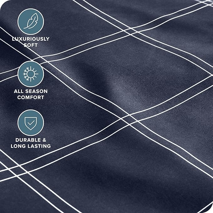 Fitted Bottom Sheet Twin XL Size - Premium 1800 Microfiber - Ultra-Soft Hotel Luxury - Deep Pocket - Durable and Long Lasting - Fitted Sheet (Twin XL, Midnight Blue/White)