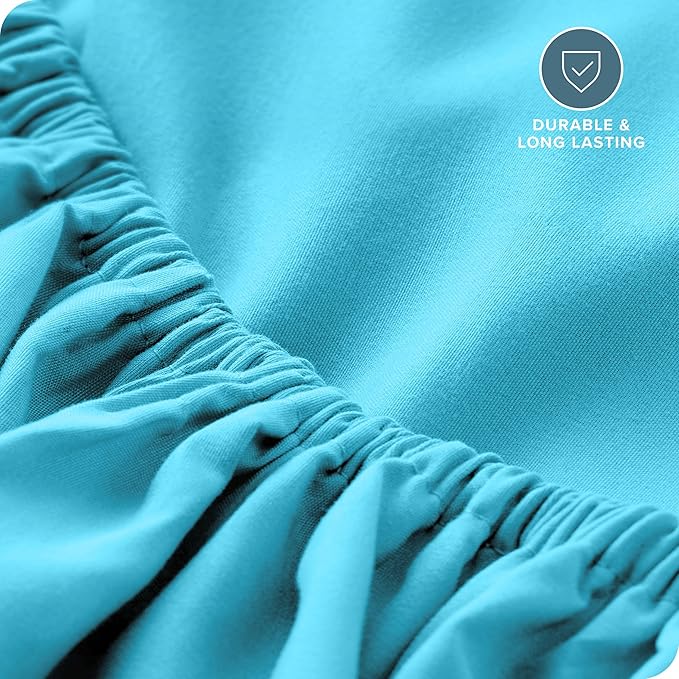 Bare Home Fitted Bottom Sheet Twin XL Size - Premium 1800 Microfiber - Ultra-Soft Hotel Luxury - Deep Pocket - Durable and Long Lasting (Twin XL, Aqua)