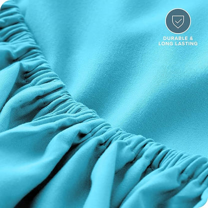 Bare Home Fitted Bottom Sheet King Size - Premium 1800 Microfiber - Ultra-Soft Hotel Luxury - Deep Pocket - Durable and Long Lasting (King, Aqua)