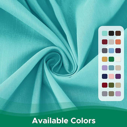 Biscaynebay Wrap Around Bed Skirts for Full & Full XL Beds with Short Drop of 12", Aqua Adjustable Elastic Dust Ruffles Easy Fit Wrinkle Resistant Silky Luxurious Fabric Machine Washable