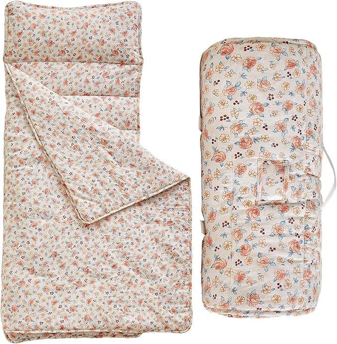 Toddler Nap Mat with Removable Pillow,Ultra Soft Slumber Bags for Girls,Kids Sleeping Bags with Roll Up Design, Perfect for Preschool,Daycare,Kindergarten