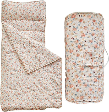 Toddler Nap Mat with Removable Pillow,Ultra Soft Slumber Bags for Girls,Kids Sleeping Bags with Roll Up Design, Perfect for Preschool,Daycare,Kindergarten