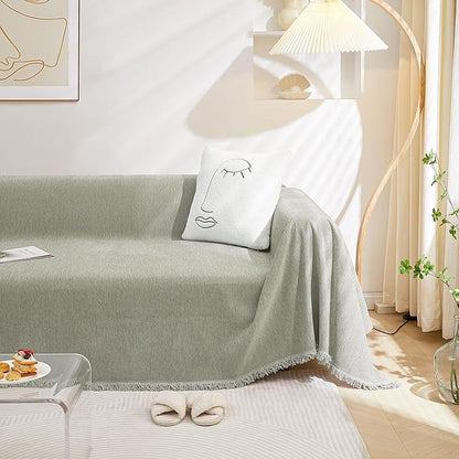 MEETSKY Couch Cover Sofa Cover Washable,Chenille Jacquard Sofa Covers for 2 Cushion Couch Sofa, Sofa Slipcover Loveseat Pet Couch Covers for Sectional Sofa, 71" x 118", Sage Green
