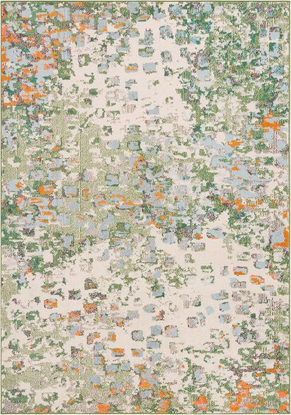 SAFAVIEH Monaco Collection Area Rug - 4' x 6', Sage & Rust, Abstract Watercolor Design, Non-Shedding & Easy Care, Ideal for High Traffic Areas in Living Room, Bedroom, Dining (MNC225W-4)