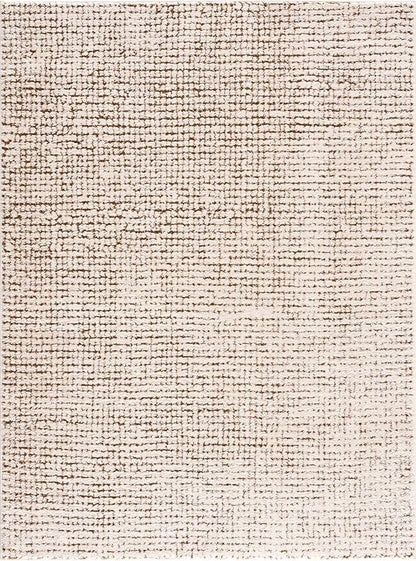Hauteloom Keita Contemporary Mosaic Area Rug - High Pile Fluffy Soft Shag Carpet for Living Room, Bedroom - Cream, Brown - 18" x 18" Sample