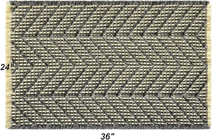 Woven Bath Mat,Upgraded Waffle Self Drying Bath Rug,Super Absorbent Non Slip Bath Drying Mat,Floor Rugs Non Slip Washable for Shower Room,Ultra Soft,Bluish Grey & Yellow,24"*36"