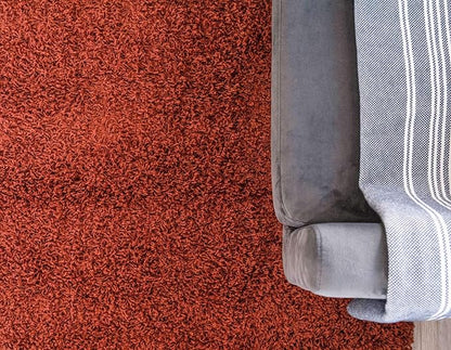 Unique Loom Solid Shag Collection Area Rug (9' x 12' 2" Rectangle, Terracotta)