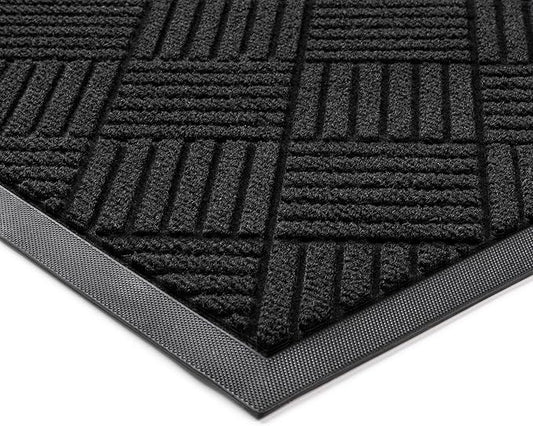 Front Door Mat, Heavy Duty Indoor Outdoor Doormat, 72” x 48” Low Profile Outdoor Mats for Home Entrance, Stain and Fade Resistant Welcome Mat Ideal for High Traffic Area, Diamond Black