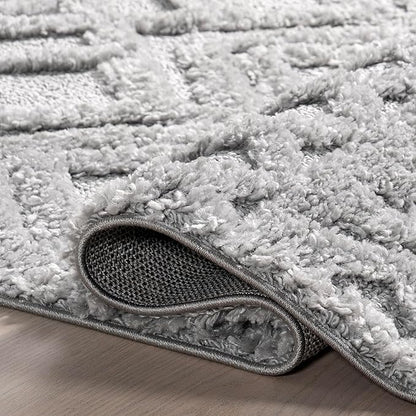 nuLOOM Akia Lattice High/Low Tassel Clearance Area Rug, 4x6, Light Grey
