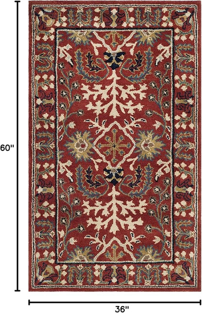 SAFAVIEH Antiquity Collection 3' x 5' Red / Multi AT64A Handmade Traditional Oriental Premium Wool Area Rug