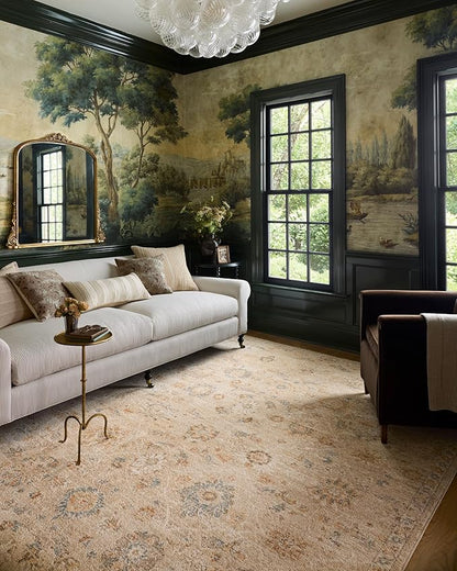Loloi Chris Loves Julia Palma Collection PLM-11 Natural/Multi 7'-10" x 10' Fringe Area Rug Vintage Style Boho Living Room Bedroom Carpet