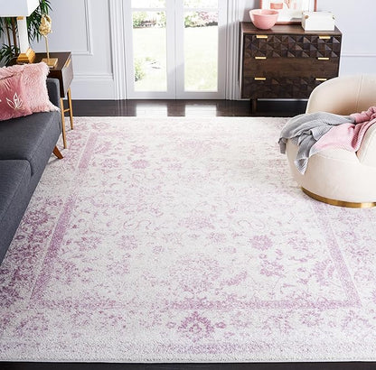 SAFAVIEH Area Rug 8x10 - Adirondack Collection - Large - Ivory & Lavender, Distressed Vintage Floral Design, Non-Shedding & Easy to Clean, Ideal for Living Room, Bedroom, Dining Space (ADR109U)