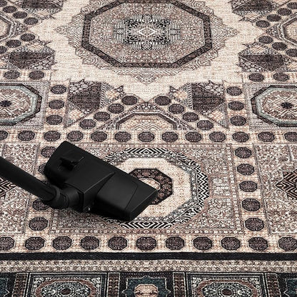 Keen Home Design 6x9 Rug - Machine Washable Area Rug with Non-Slip Backing, Ideal for Living Room, Dining Room, Bedroom - Vintage, Easy Clean, Durable, Low Pile Rug - (6' x 9')