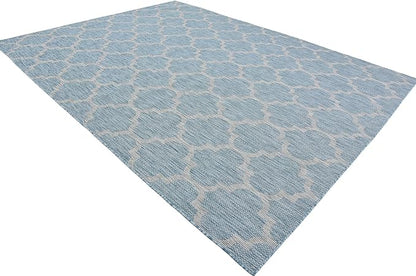 Unique Loom Outdoor Trellis Collection Area Rug (9' x 12' Rectangle, Aquamarine/ Gray)