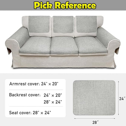 Couch Arm Covers, Waterproof Armrest Cover for Sofa, Armchair, Loveseat, Non-Slip Recliner Arm Cover, Sofa Arm Covers, Headrest Covers, Arm Chair Covers Set of 2 (Light Gray, 28"×24")