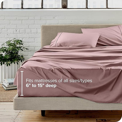 Bare Home Full XL Sheet Set - Luxury 1800 Ultra-Soft Microfiber Full Extra Long Bed Sheets - Double Brushed - Deep Pockets - Easy Fit - 4 Piece Set - Bedding Sheets & Pillowcases (Full XL, Mauve)
