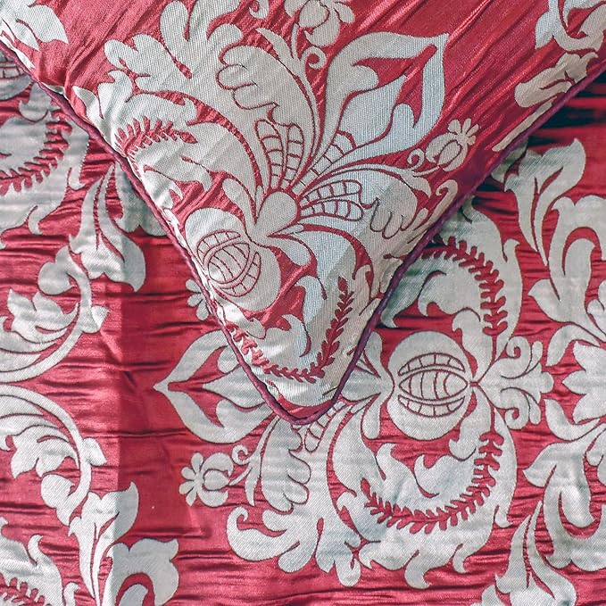 The HomeCentric Red Bed Runner for King/Queen/Twin Jacquard Decorative Bed Scarf 53"x18" Bed Runner Without Pillow Cover, Damask Bed Scarf Bedroom Décor Accent - Crimson Damask