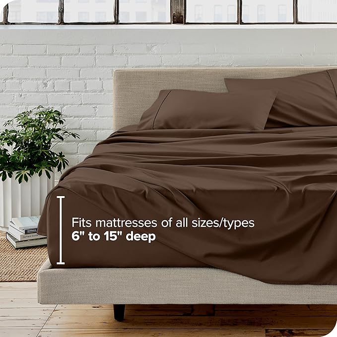 Bare Home Twin XL Sheet Set - College Dorm Size - Luxury 1800 Ultra-Soft Microfiber Twin Extra Long Bed Sheets - Deep Pockets - Easy Fit - Extra Soft - 3 Piece Set - Bed Sheets (Twin XL, Cocoa)