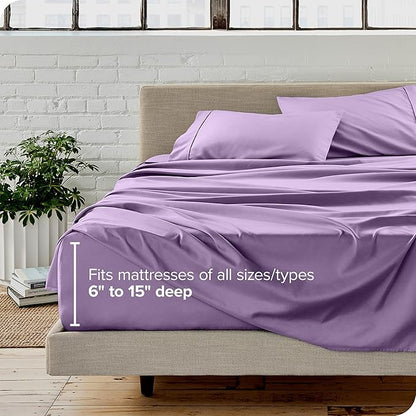 Bare Home Split Head Flex King Sheet Set - 1800 Ultra-Soft Microfiber Bed Sheets - Double Brushed - Deep Pockets - Easy Fit - 4 Piece Set - FlexTop King Bedding Sheets (Split Head Flex King, Lavender)