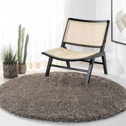 SAFAVIEH Milan Shag Collection 9' Round Grey SG180 Solid Non-Shedding Living Room Bedroom Dining Room Entryway Plush 2-inch Thick Area Rug