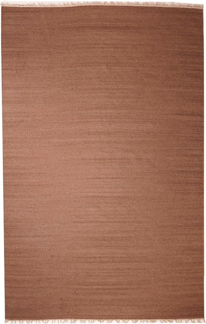Rugsotic Carpets Hand Woven Flat Weave Kilim Wool ECO-Friendly Area Rugs - 10'x13', Rectangle Shape, Light Brown Color, Solid Plain Design, Low Pile Handmade Rugs for Living Room (D00111)