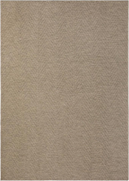 Town & Country Basics Pax Herringbone Textured Solid Everwash® Washable Area Rug, Low Pile, Non-Slip Backing, Easy Clean Pet & Family Friendly Rug, Brown, 4'11"x7'