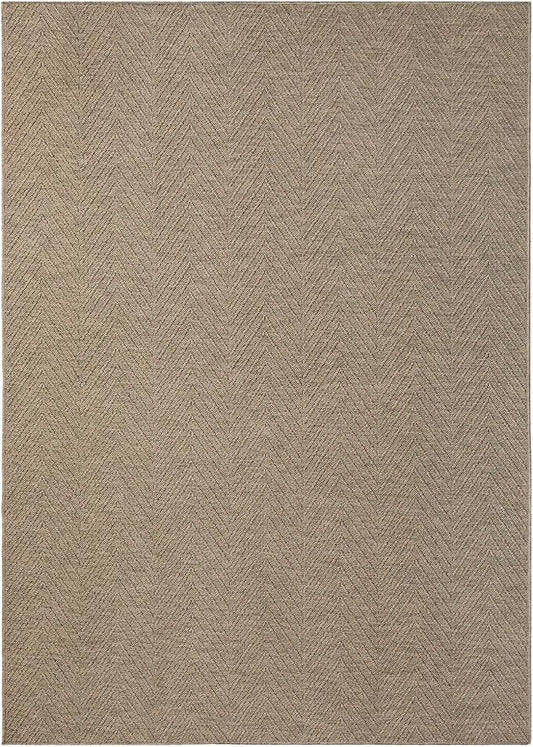 Town & Country Basics Pax Herringbone Textured Solid Everwash® Washable Area Rug, Low Pile, Non-Slip Backing, Easy Clean Pet & Family Friendly Rug, Brown, 4'11"x7'