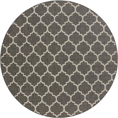 Unique Loom Outdoor Trellis Collection Area Rug - Trellis (Round 10' 8" x 10' 8", Black/ Ivory)