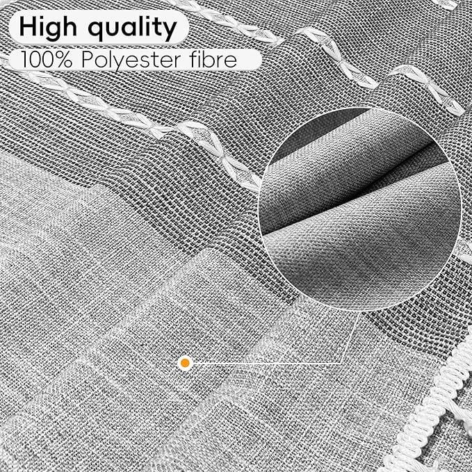 Coffee Table Cloth, Table Cover with Pockets and Tassel, Grey for Living Room Small Rectangle Tablecloths Washer Dryer Fridge Top Dust Cover,Easy Care Machine Washable