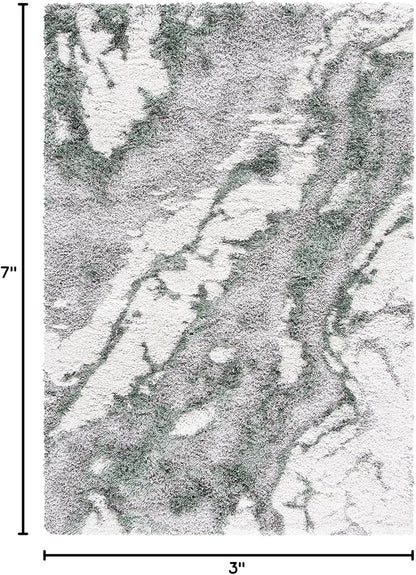 SAFAVIEH Horizon Shag Collection Area Rug - 5'3" x 7'7", Grey & Green, Modern Abstract Design, Non-Shedding & Easy Care, 2.6-inch Thick Ideal for High Traffic Areas in Living Room, Bedroom (HZN890Y)