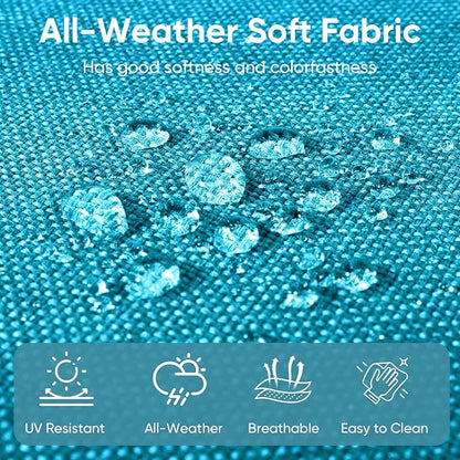 Outdoor Wicker Chair Cushions 2 Packs - Outside High Back Thick Water-Resistant Cushion 22x24 with Zipper Cover for Patio Glider Rocking Chairs Loveseat Couch – Teal/Buckle