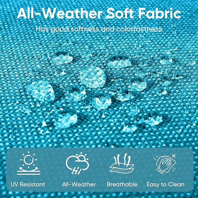 Outdoor Chair Cushions for Patio Furniture - 1 Pack Outside High Back Thick Water-Resistant Cushion 22x24 with Zipper Cover for Wicker Glider Rocking Chairs Loveseat Couch – Teal/Buckle