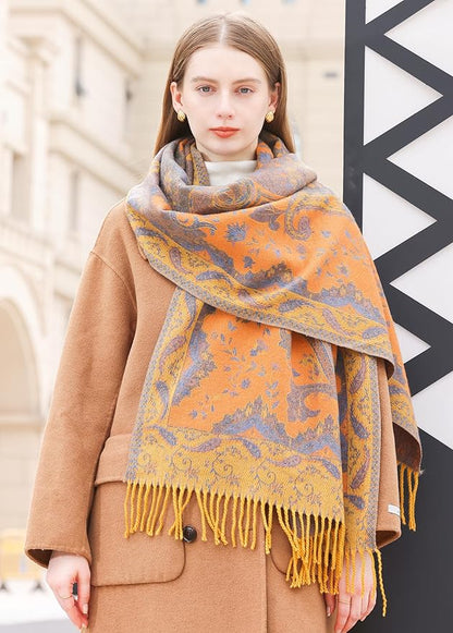 Wander Agio Warm Fashion Scarf Long Shawl Large Blanket Winter Wraps Scarves for Women Cashmere Jacquard Vintage Paisley