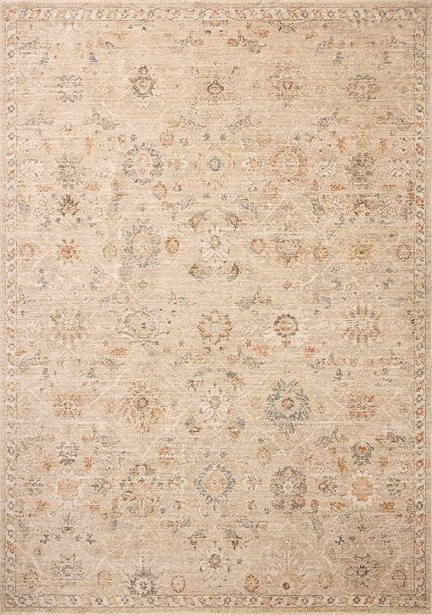 Loloi Chris Loves Julia Palma Collection PLM-11 Natural/Multi 7'-10" x 10' Fringe Area Rug Vintage Style Boho Living Room Bedroom Carpet