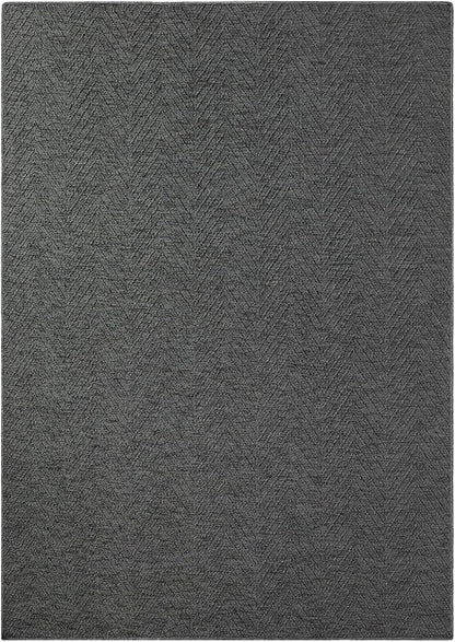 TOWN & COUNTRY BASICS Pax Herringbone Textured Solid Everwash® Washable Area Rug, Low Pile, Non-Slip Backing, Easy Clean Pet & Family Friendly Rug, Dark Grey, 5'11"x9'