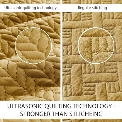 IR Imperial Rooms 8 Pack California King Quilt Bedding Set (118"x106") - Bulk Wholesale for Hotels, Guest Bedroom & Airbnbs - Lightweight Microfiber Reversible Embossed Quilts Bedspread (Ochre)