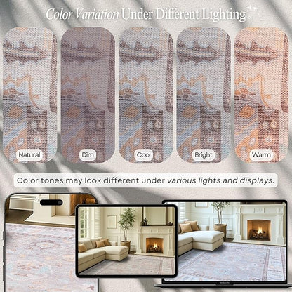 Fame Rugs Brown Modern Oushak Rug 2'6"x10, Vintage Turkish Colorful Oriental Antique Inspired Foldable Long Washable Runner Rugs, Luxury Living Room Bedroom (382MB, 2'6" x 10')