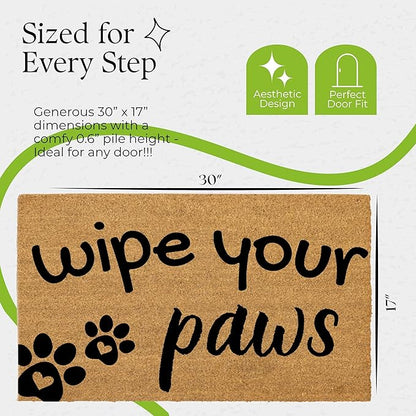 Coir Door Mats 17" X 30", Non-Slip Sturdy, PVC Backed Heavy Duty, Easy to Clean, Ideal for Door Entrance, Patio, Porch, Backyard, Garages, Wipe Your Paws