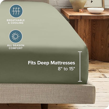 Bare Home 2-Pack Fitted Bottom Sheets Twin XL - Premium 1800 Ultra-Soft Wrinkle Resistant Microfiber - Deep Pocket (Twin XL, Sage)