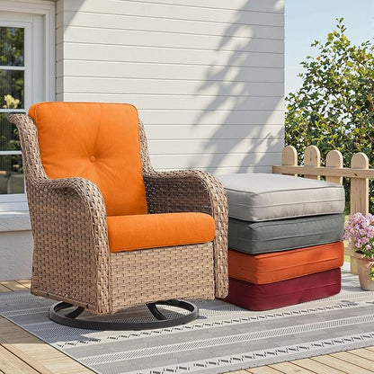 Patio Cushions for Outdoor Furniture - 22" x 25" x 4" UV Resistant Thick Foam Cushions Water Resistant Replacement Cushion for Outdoor Patio Furniture Chair/Sofa/Couch | Orange | 6-Pack |